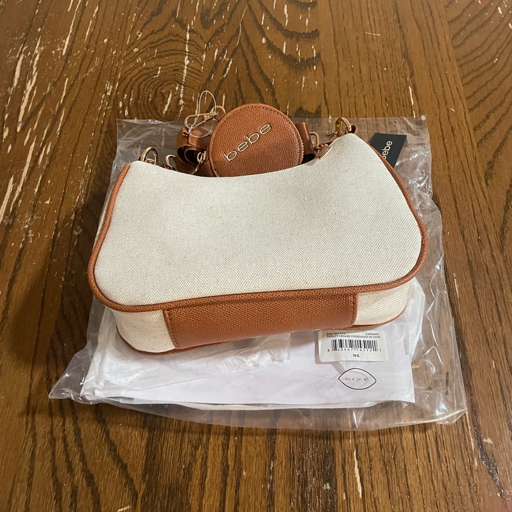 Bebe Tan and White caramel Women's Bag crossbody coin pouch - Picture 7 of 10